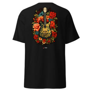 rose floral acoustic guitar music t shirt