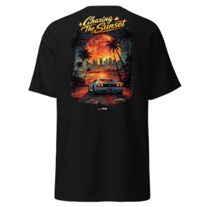 chasing the sunset miami car t shirt