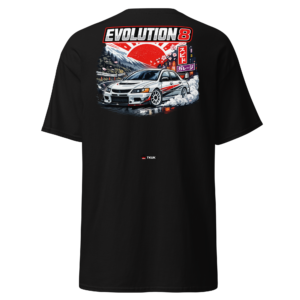 evolution 8 japanese rally car t shirt
