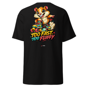 too fast too fluffy hamster skates t shirt
