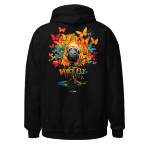 let your voice fly microphone hoodie