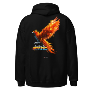 rise from the static phoenix hoodie