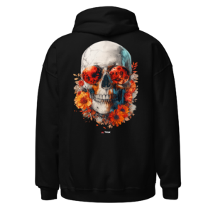 orange floral skull hoodie