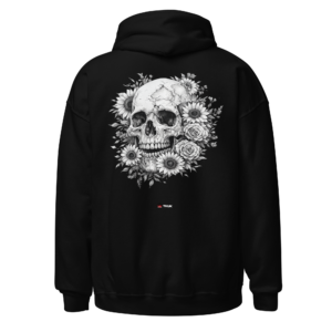 black white floral skull hoodie