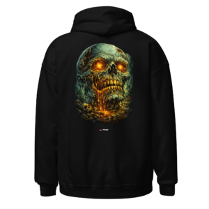 glowing zombie skull dark fantasy hoodie